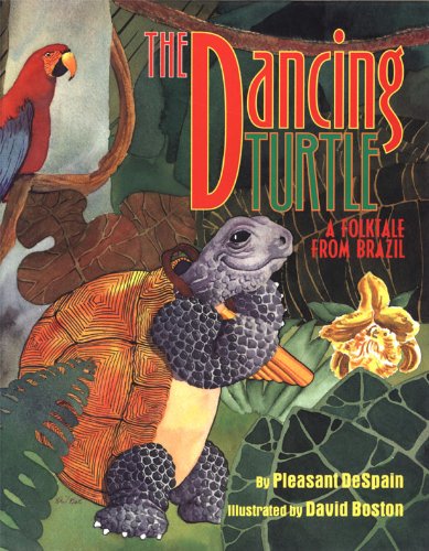 Book cover depicting a dancing turtle and a parrot