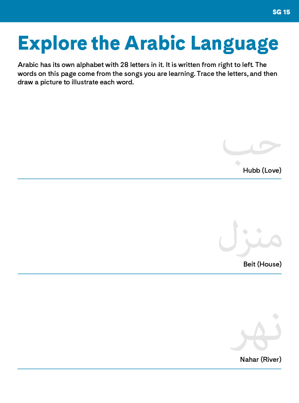 "Explore the Arabic Language" student activity chart